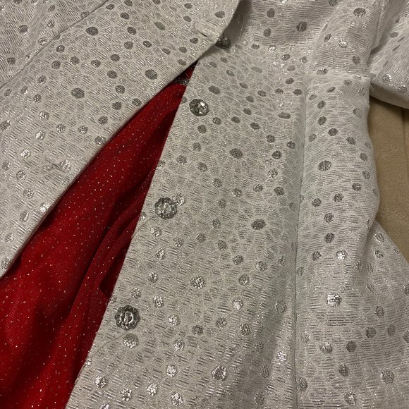 Nannette Baby Girl 2pc. White Sparkly Coat/Red Dress - Picture 14 of 15